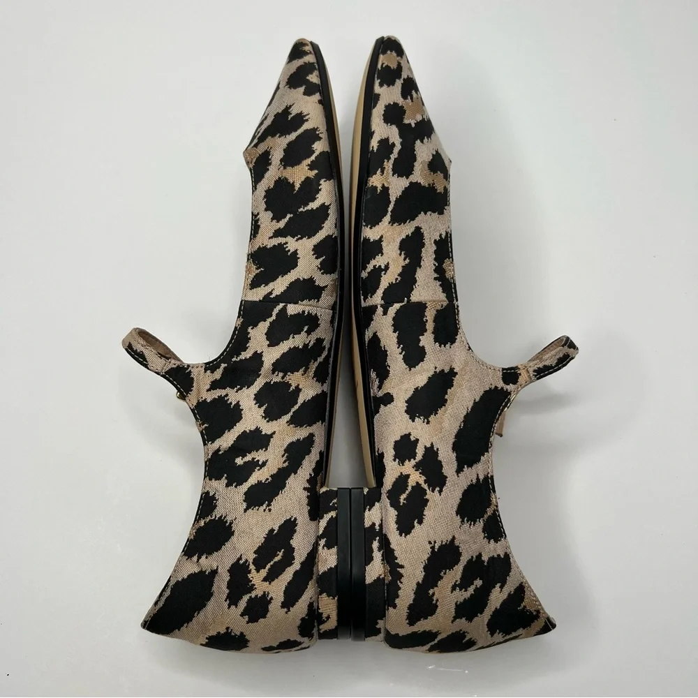 Cole Haan Bridge Mary Jane Ballet Flat Animal Print Tan Black Size 9.5